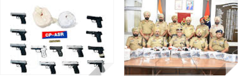 ਅੰਮ੍ਰਿਤਸਰ ਵਿੱਚ ਨਸ਼ੀਲੇ ਪਦਾਰਥ ਅਤੇ ਹਥਿਆਰ ਤਸਕਰੀ ਕਰਨ ਵਾਲੇ ਨੈੱਟਵਰਕਾਂ ਨਾਲ ਜੁੜੇ ਪੰਜ ਵਿਅਕਤੀ 13 ਪਿਸਤੌਲਾਂ ਅਤੇ 3.2 ਕਿਲੋ ਹੈਰੋਇਨ ਸਮੇਤ ਕਾਬੂ